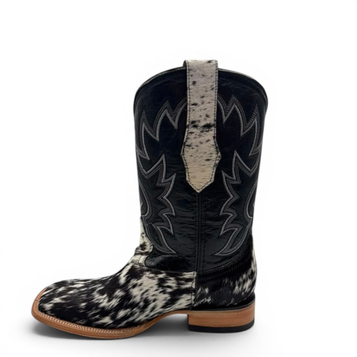 Cowboy City Mens Black & White Cow Hide Boots (EVERY PAIR IS UNIQUE)