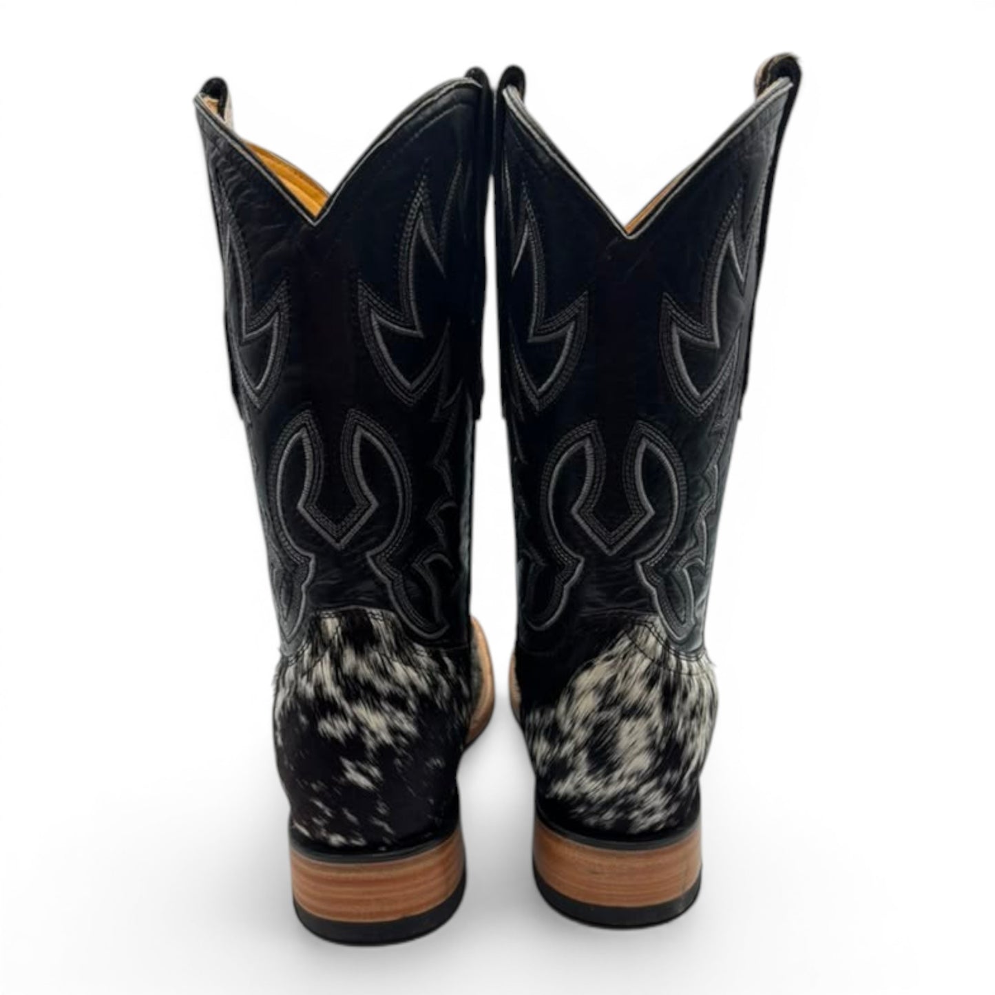 Cowboy City Mens Black & White Cow Hide Boots (EVERY PAIR IS UNIQUE)