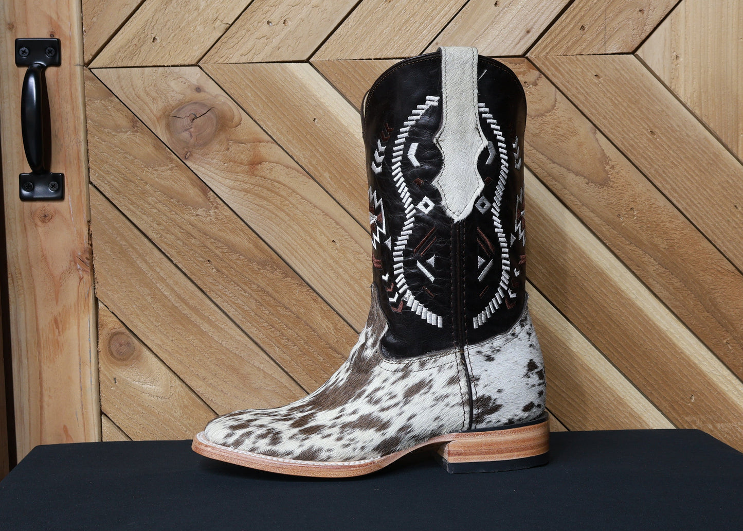 Cowboy City Mens Brown & White Cow Hide Boots (EVERY PAIR IS UNIQUE)