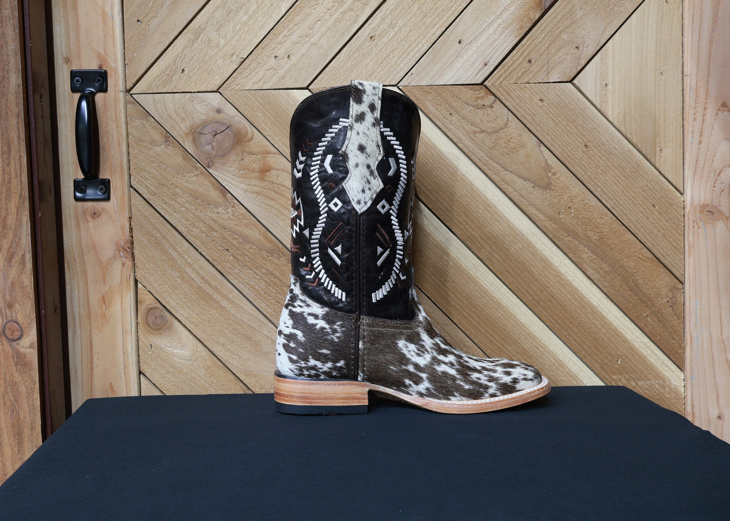 Cowboy City Mens Brown & White Cow Hide Boots (EVERY PAIR IS UNIQUE)