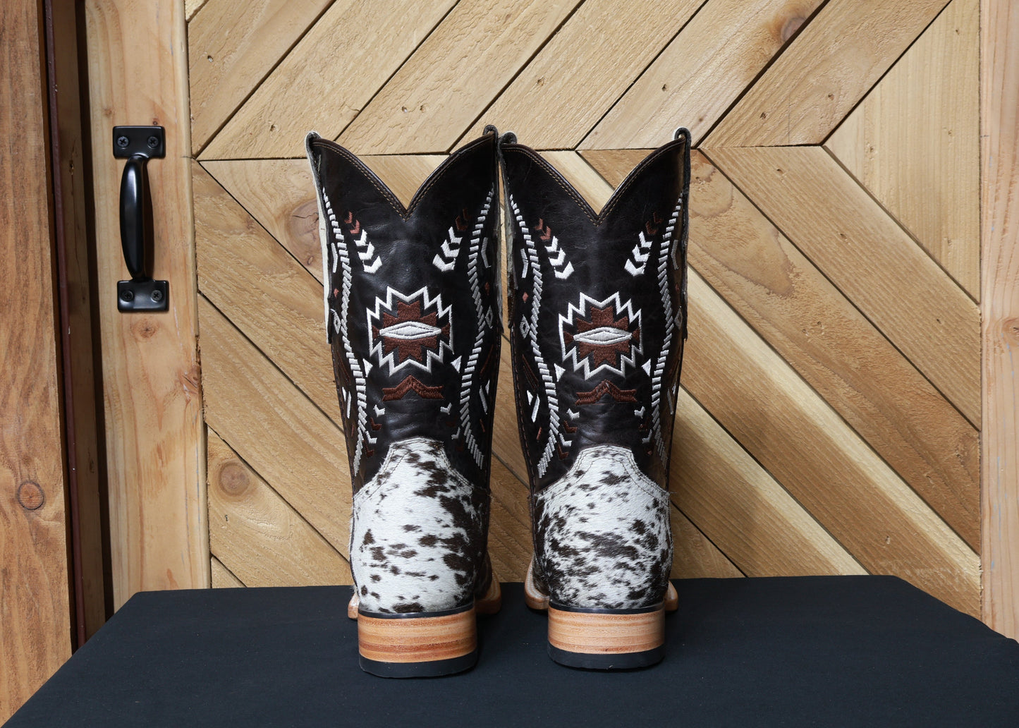 Cowboy City Mens Brown & White Cow Hide Boots (EVERY PAIR IS UNIQUE)