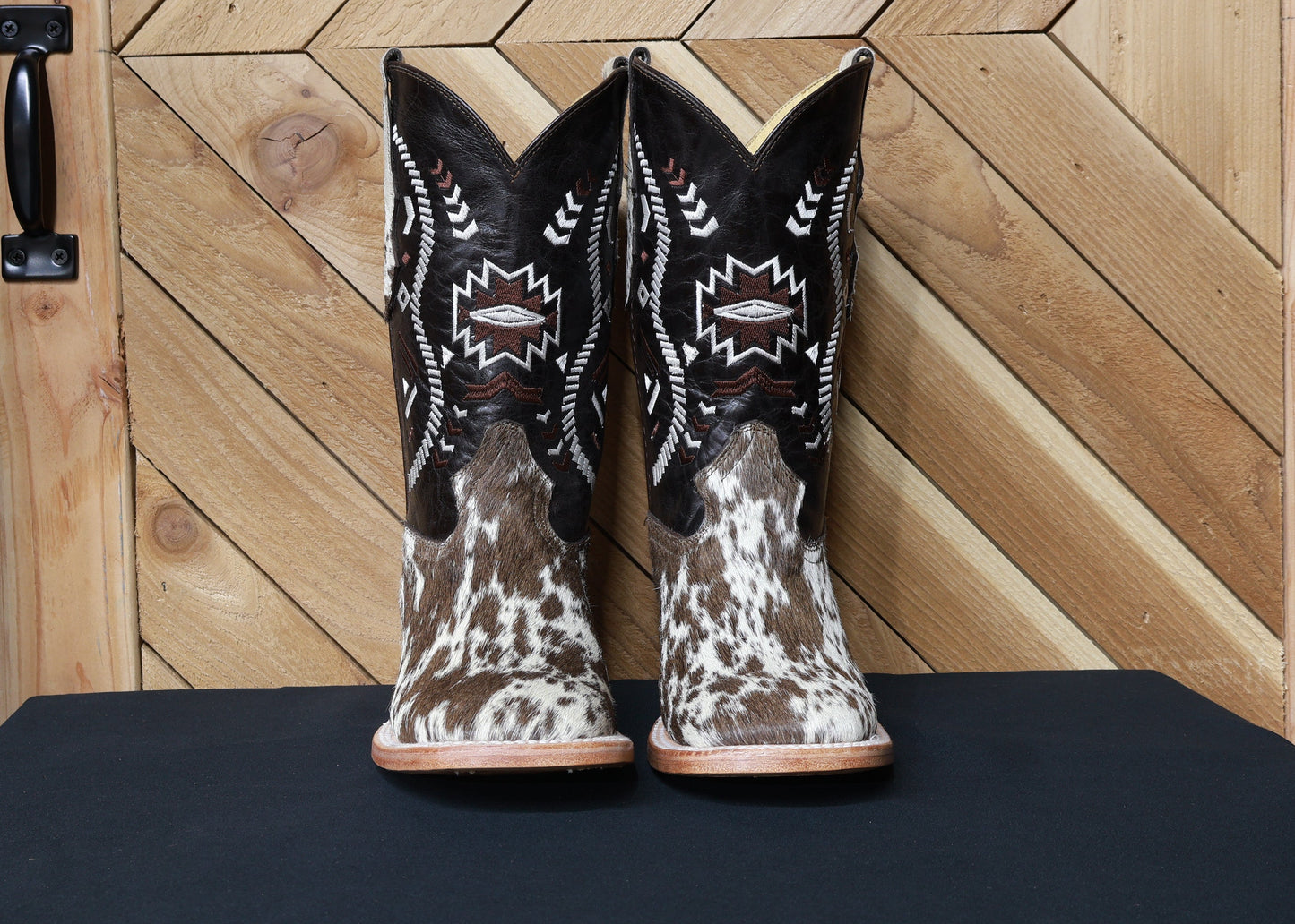 Cowboy City Mens Brown & White Cow Hide Boots (EVERY PAIR IS UNIQUE)