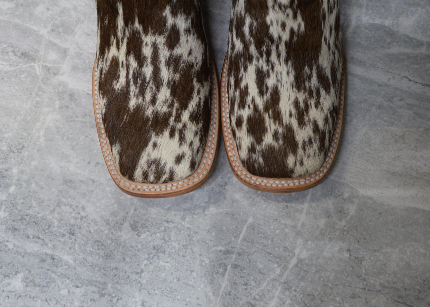 Cowboy City Mens Brown & White Cow Hide Boots (EVERY PAIR IS UNIQUE)