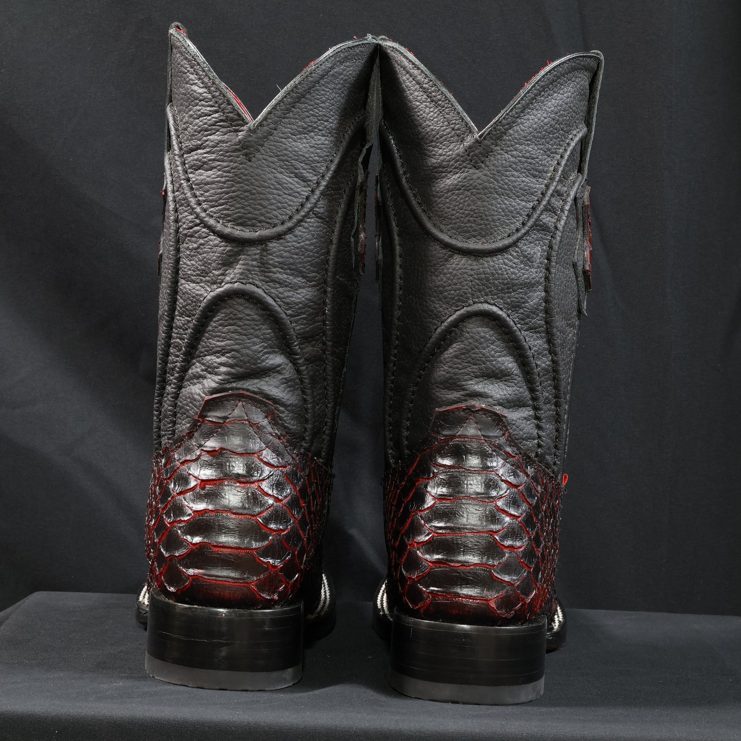Cowboy City Python Black Cherry Square Toe