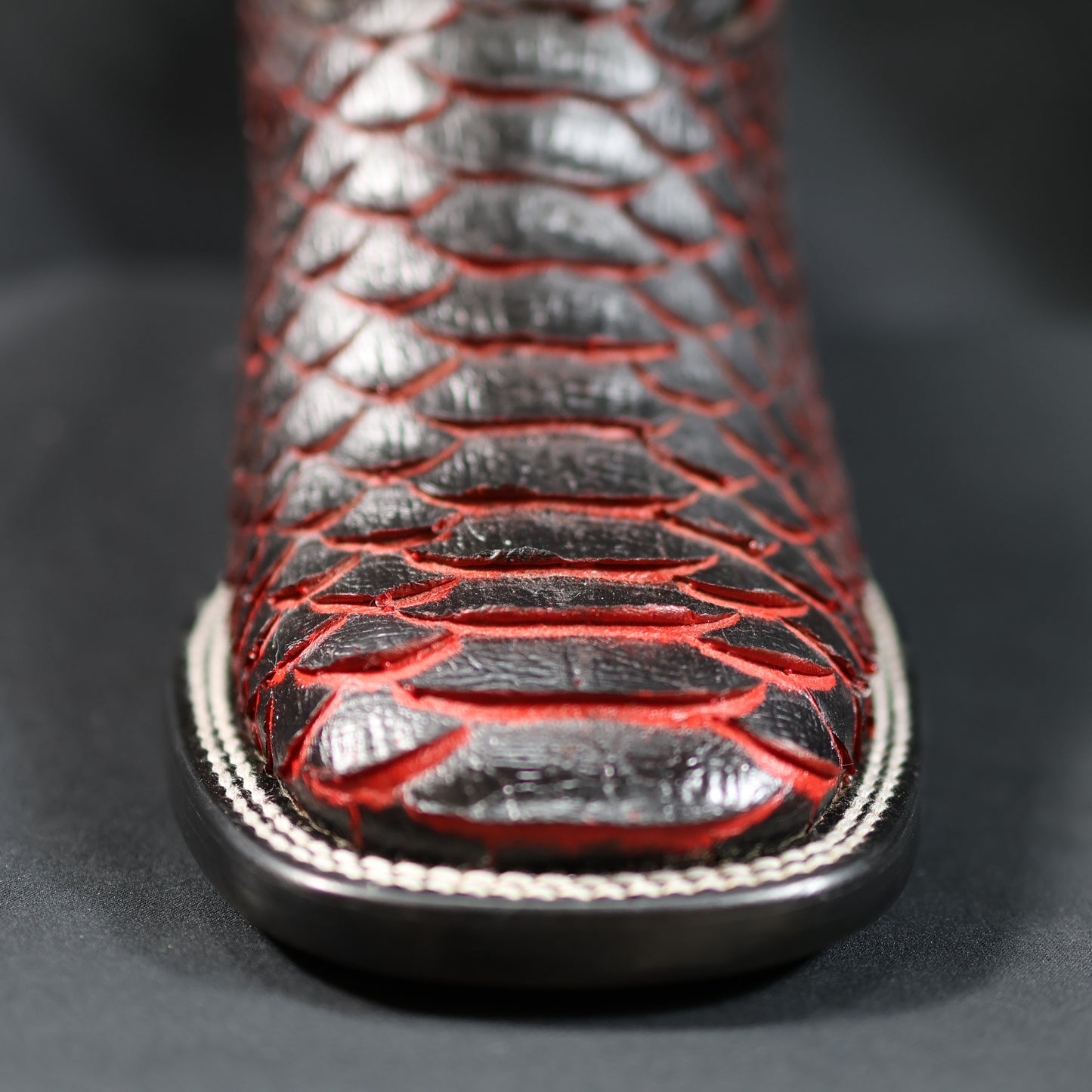 Cowboy City Python Black Cherry Square Toe