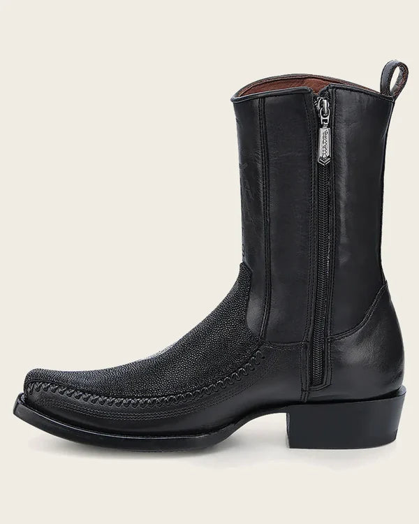 Cuadra CU783 Black Stingray Laser & Woven Narrow Square Toe CU783