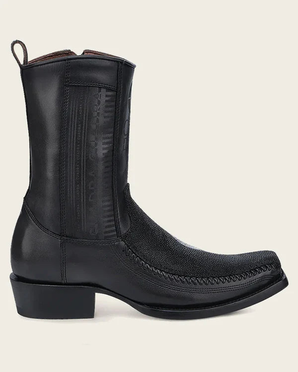 Cuadra CU783 Black Stingray Laser & Woven Narrow Square Toe CU783