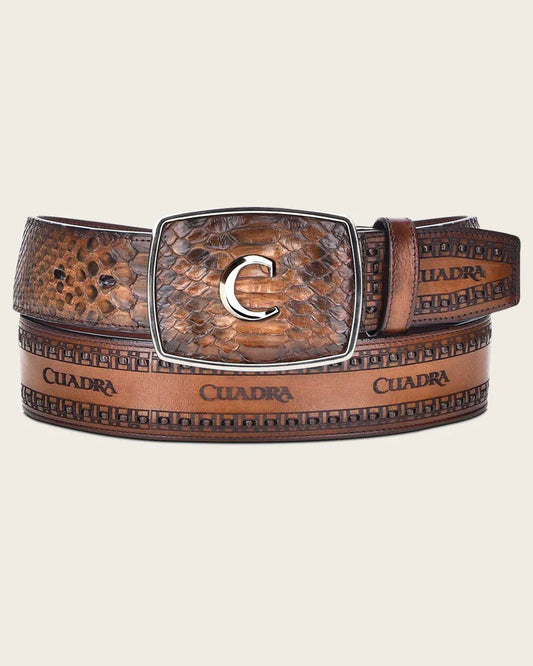 Cuadra Brown Fashion Cowboy Python Leather Belt BC200