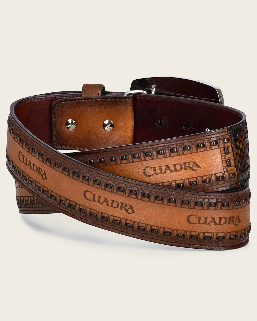 Cuadra Brown Fashion Cowboy Python Leather Belt BC200