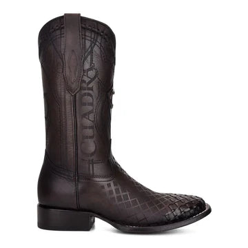 Cuadra Men's Over Black Laser & Embroidery Square Toe Western Boots CU676