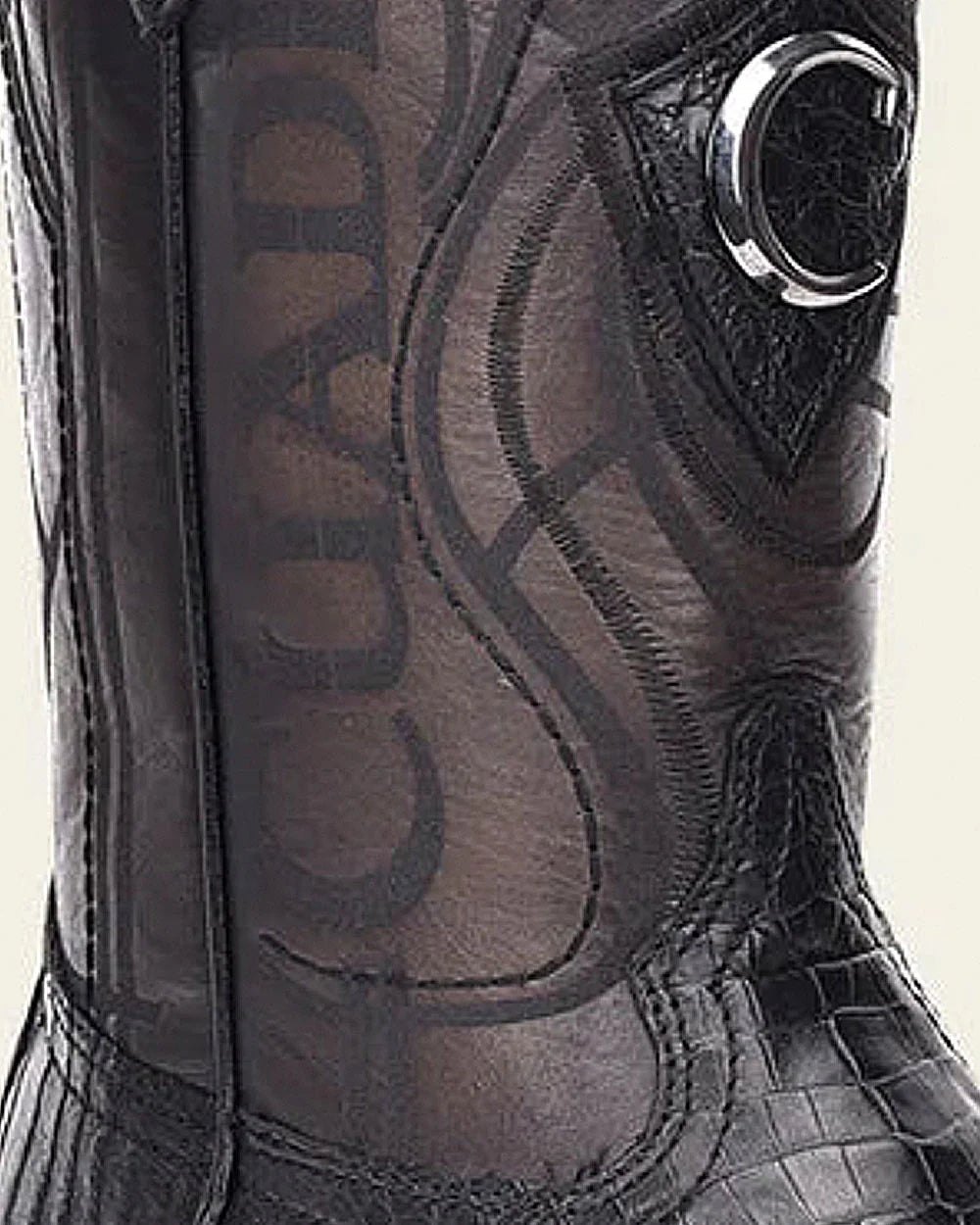 Cuadra Men's CU678 Black Caiman Laser & Embroidery Square Toe Boot (EE Wide)