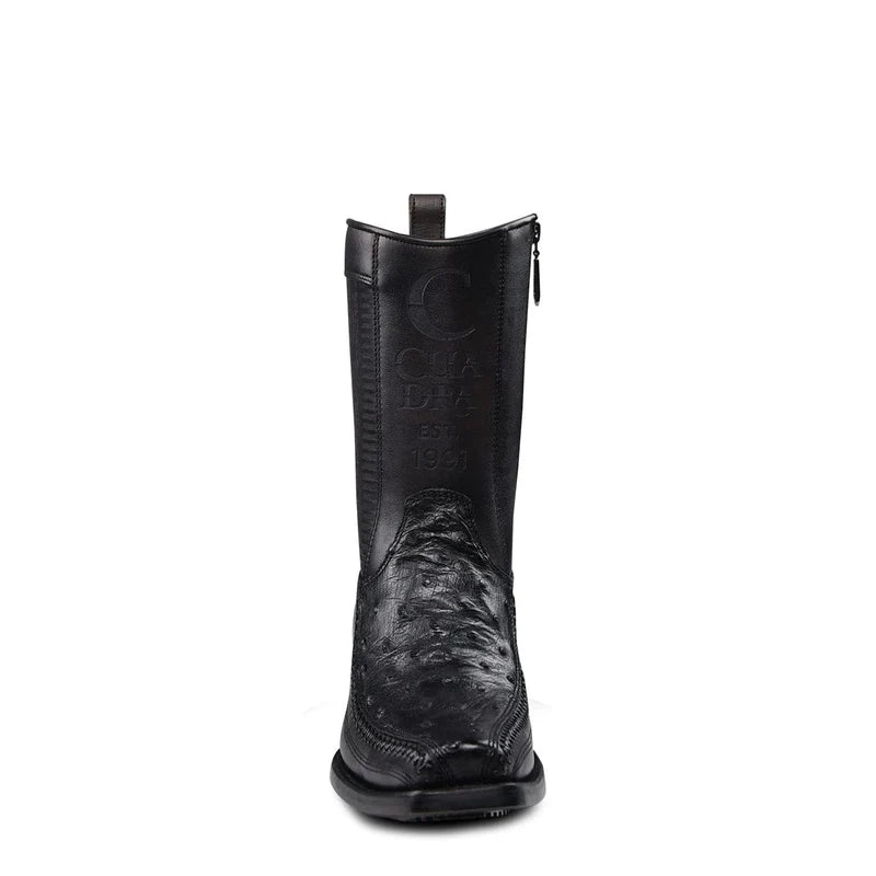 Cuadra CU802 MN Black Ostrich Laser & Woven Narrow Square Toe
