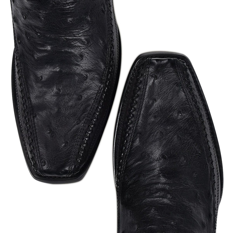 Cuadra CU802 MN Black Ostrich Laser & Woven Narrow Square Toe