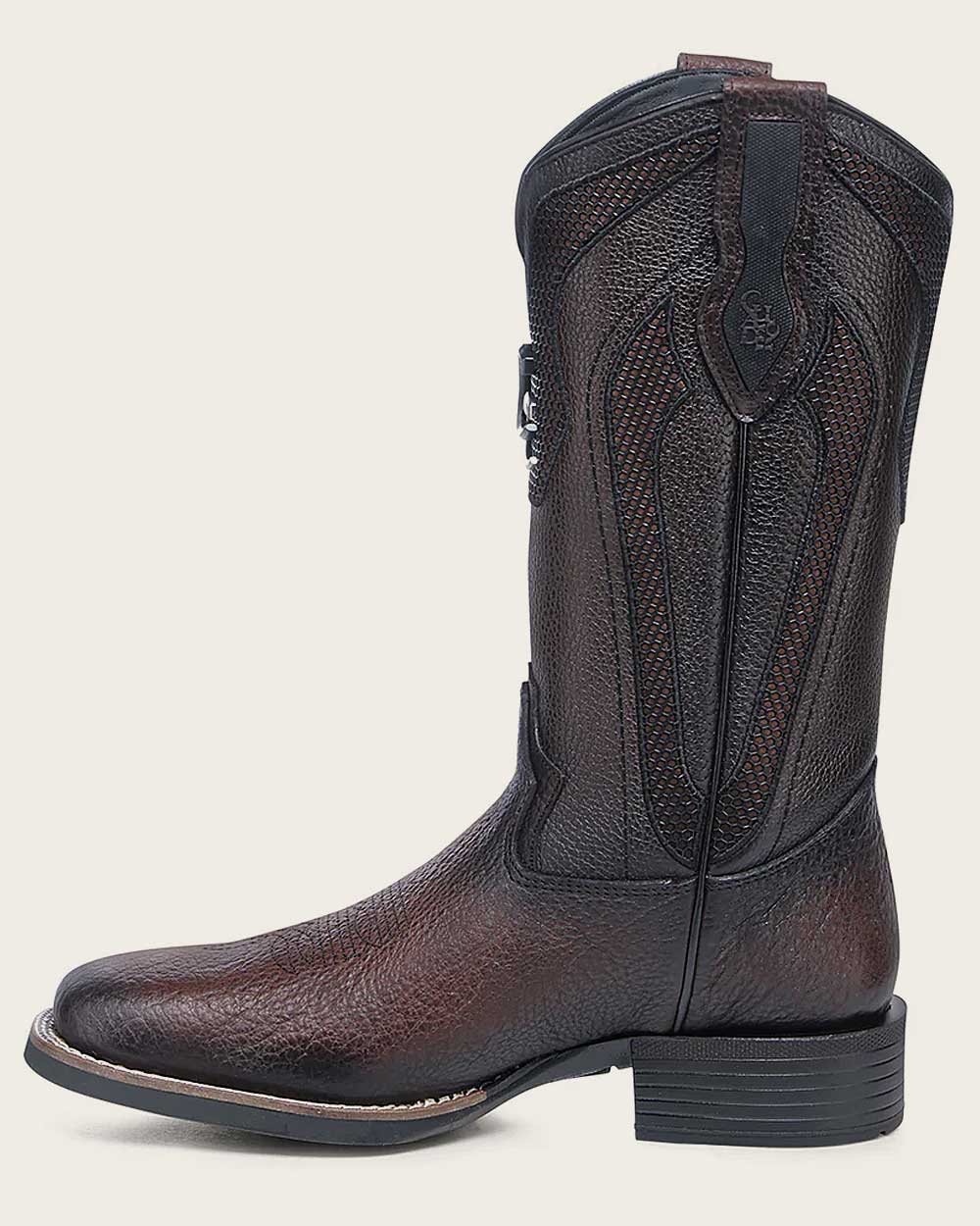 Cuadra Men's CU983 Chocolate American Bison Embroidery Square Toe
