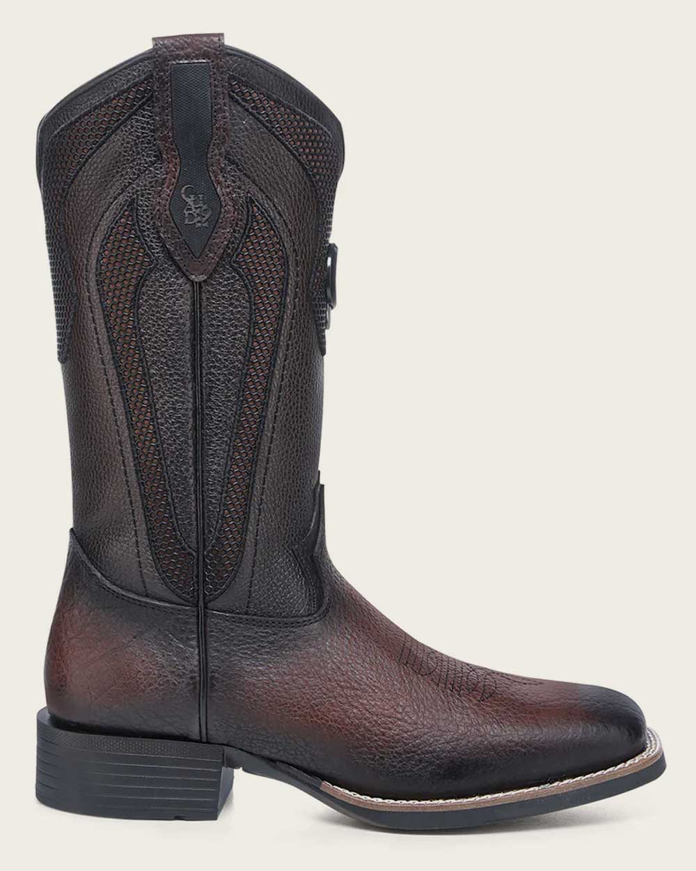 Cuadra Men's CU983 Chocolate American Bison Embroidery Square Toe