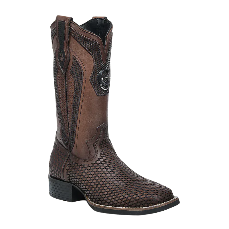 Cuadra CU984 Men's Honey Embroidery & Laser Square Toe Western Boots CU984
