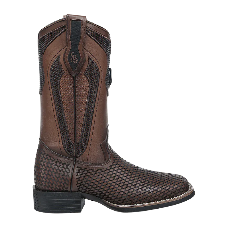 Cuadra CU984 Men's Honey Embroidery & Laser Square Toe Western Boots CU984