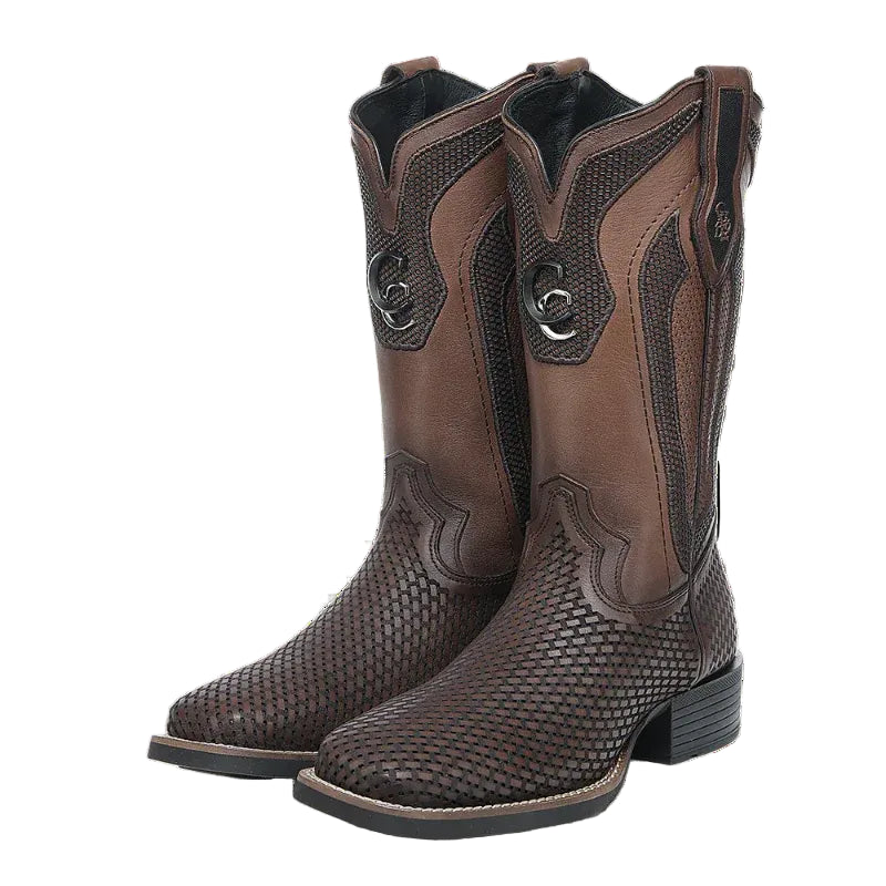 Cuadra CU984 Men's Honey Embroidery & Laser Square Toe Western Boots CU984