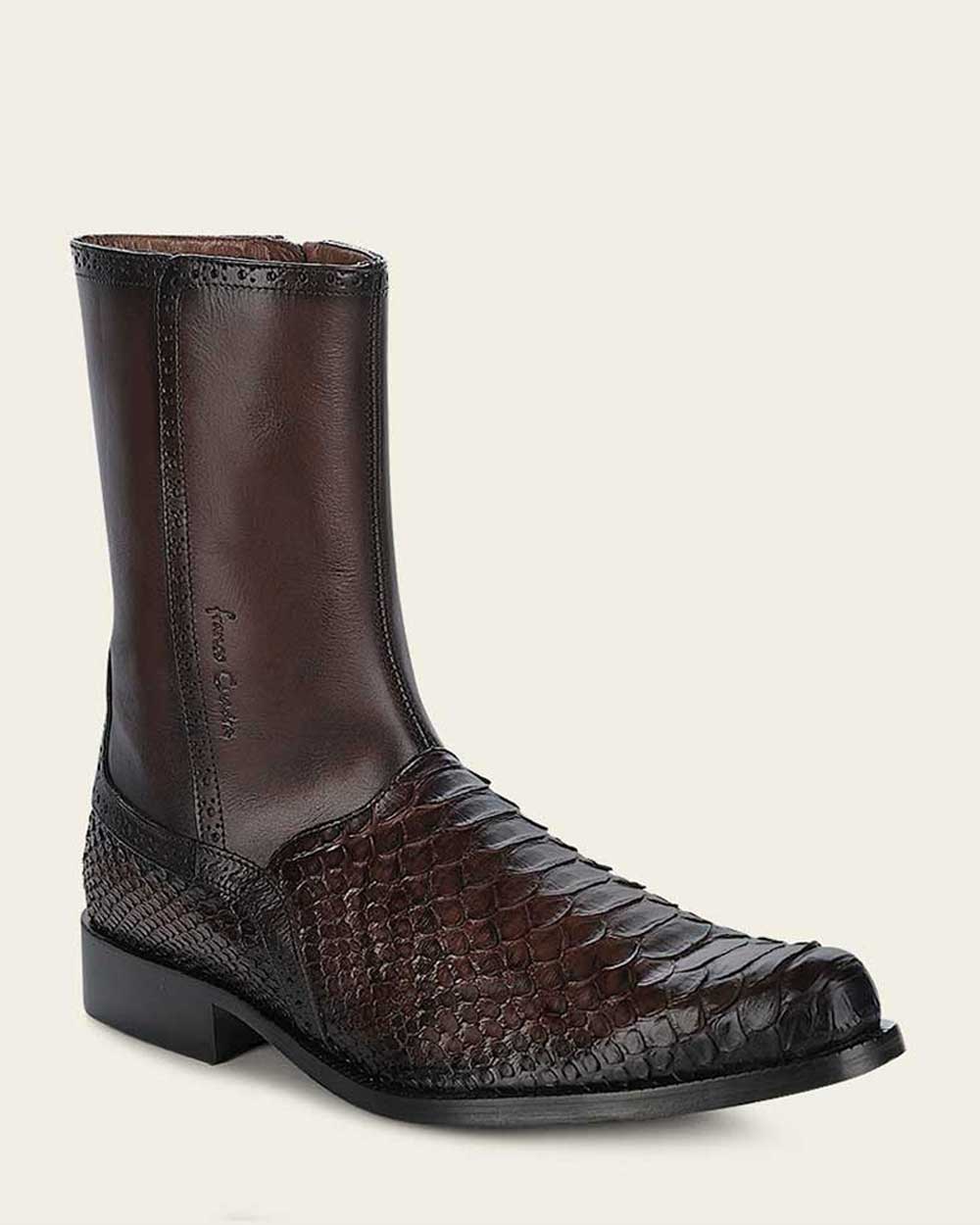 Cuadra Hand-Painted Brown Python Leather Dress Boots FC818