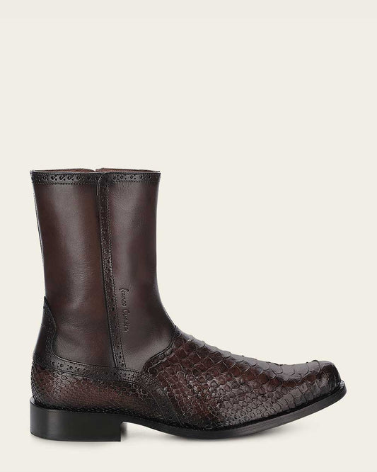 Cuadra Hand-Painted Brown Python Leather Dress Boots FC818