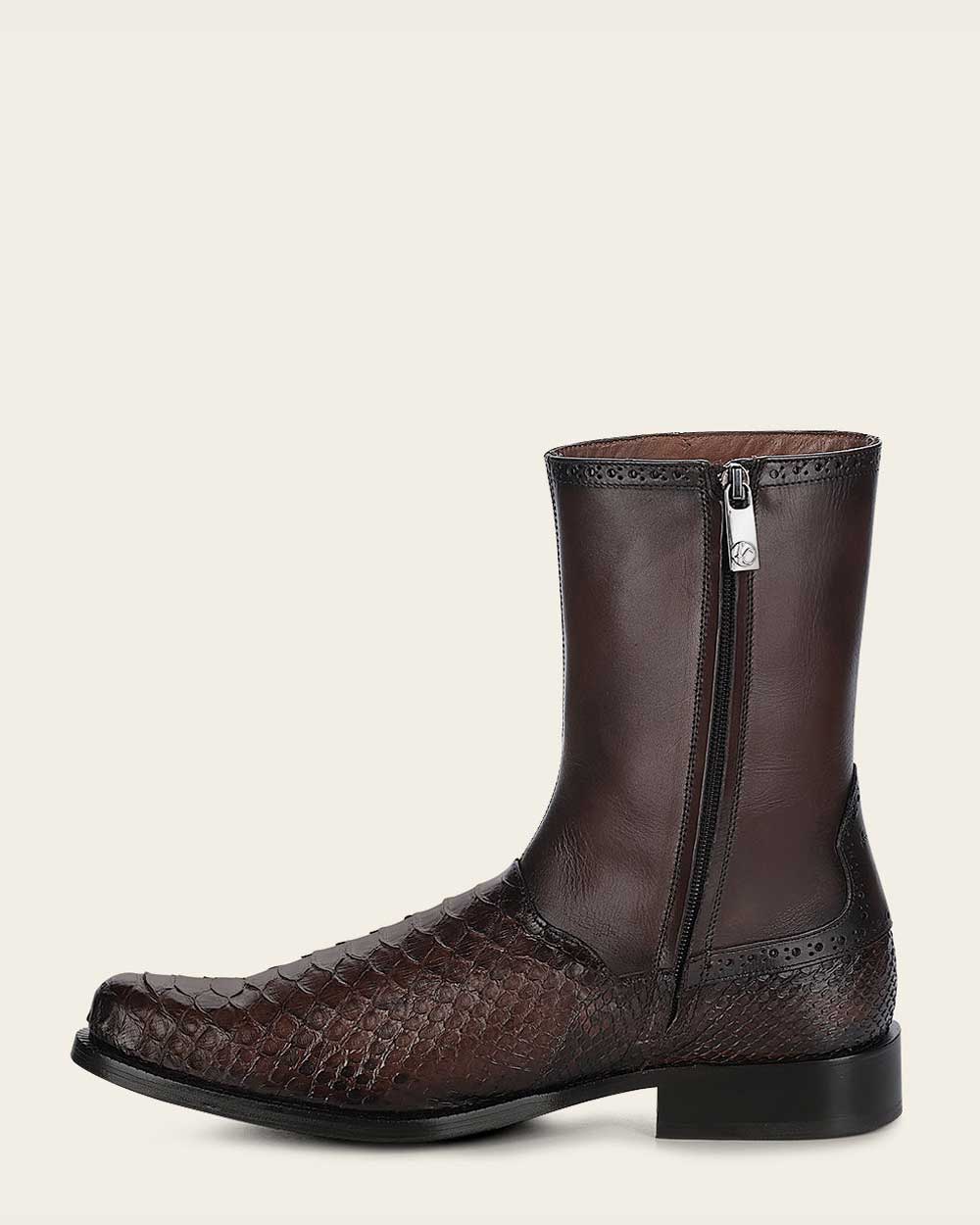 Cuadra Hand-Painted Brown Python Leather Dress Boots FC818