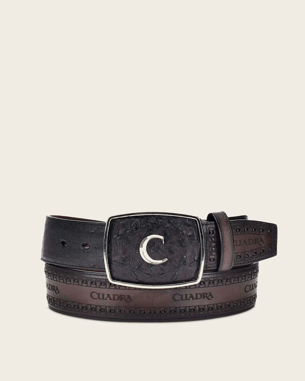 Cuadra Men’s Belt Ostrich Black – BC205 CV397BA