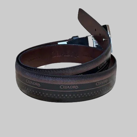 Cuadra Men’s Black Leather Belt with Logo Buckle BC367