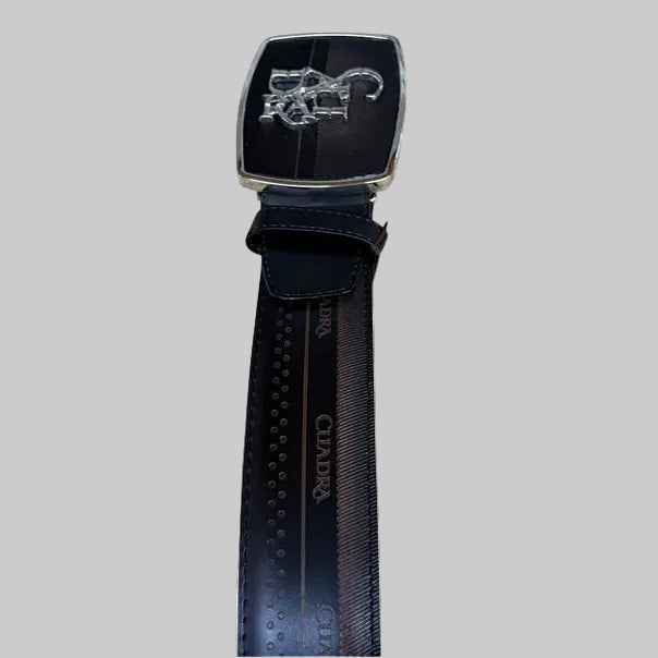 Cuadra Men’s Black Leather Belt with Logo Buckle BC367