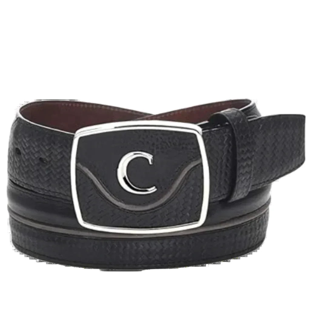 Cuadra Men's Bovine Leather Black Western Belt BC201