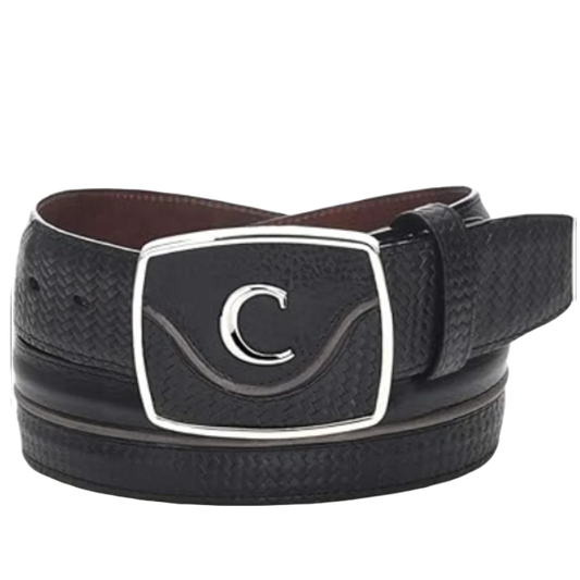 Cuadra Men's Bovine Leather Black Western Belt BC201
