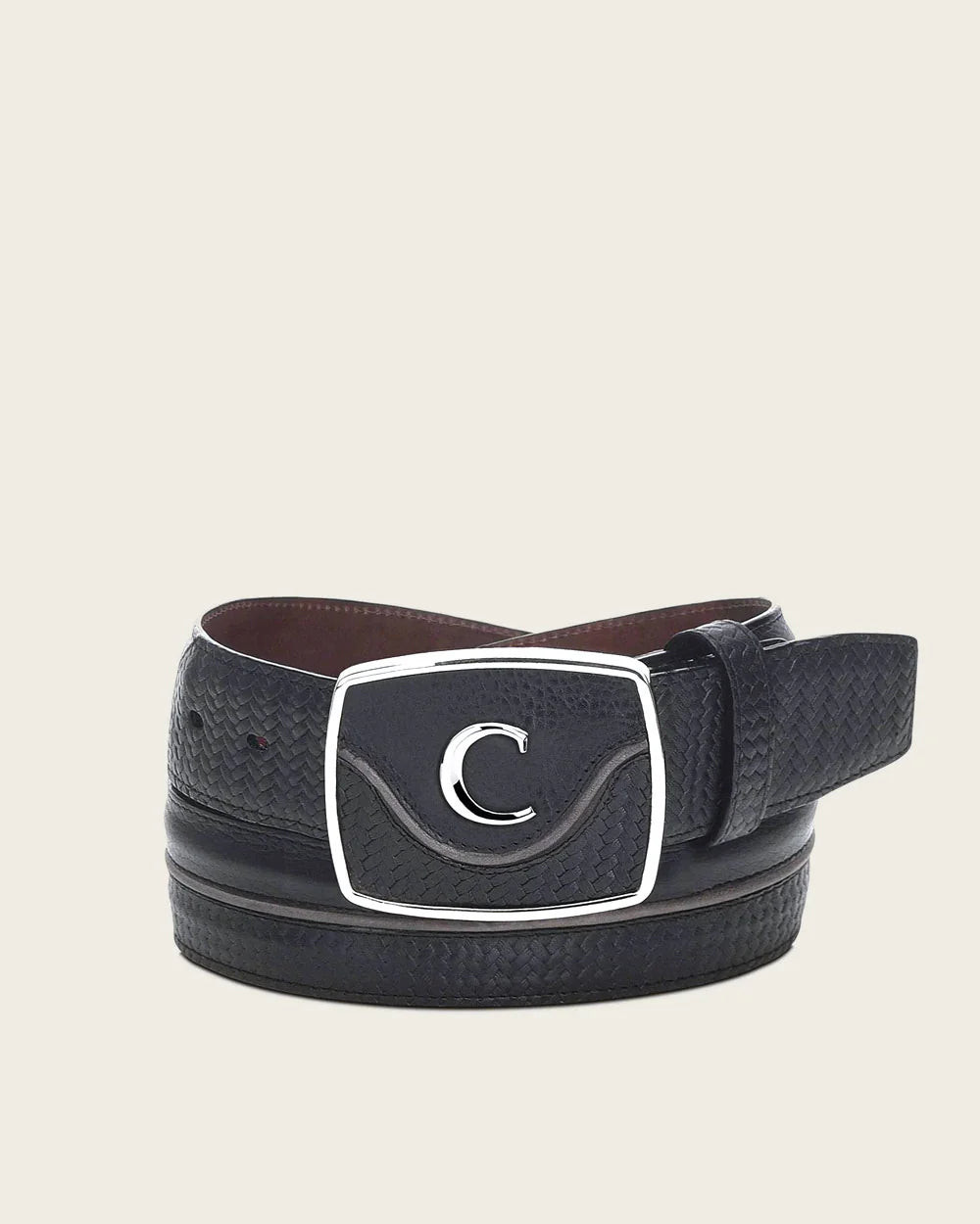 Cuadra Men's Bovine Leather Black Western Belt BC201