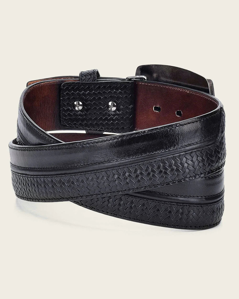 Cuadra Men's Bovine Leather Black Western Belt BC201