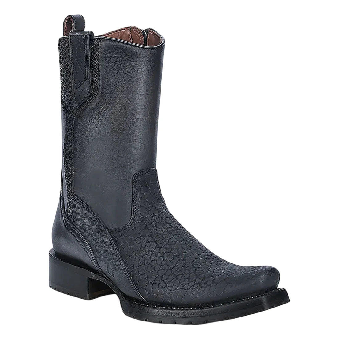 Cuadra Men's Black Suede Bull Neck Narrow Square Toe Western Boots CU856