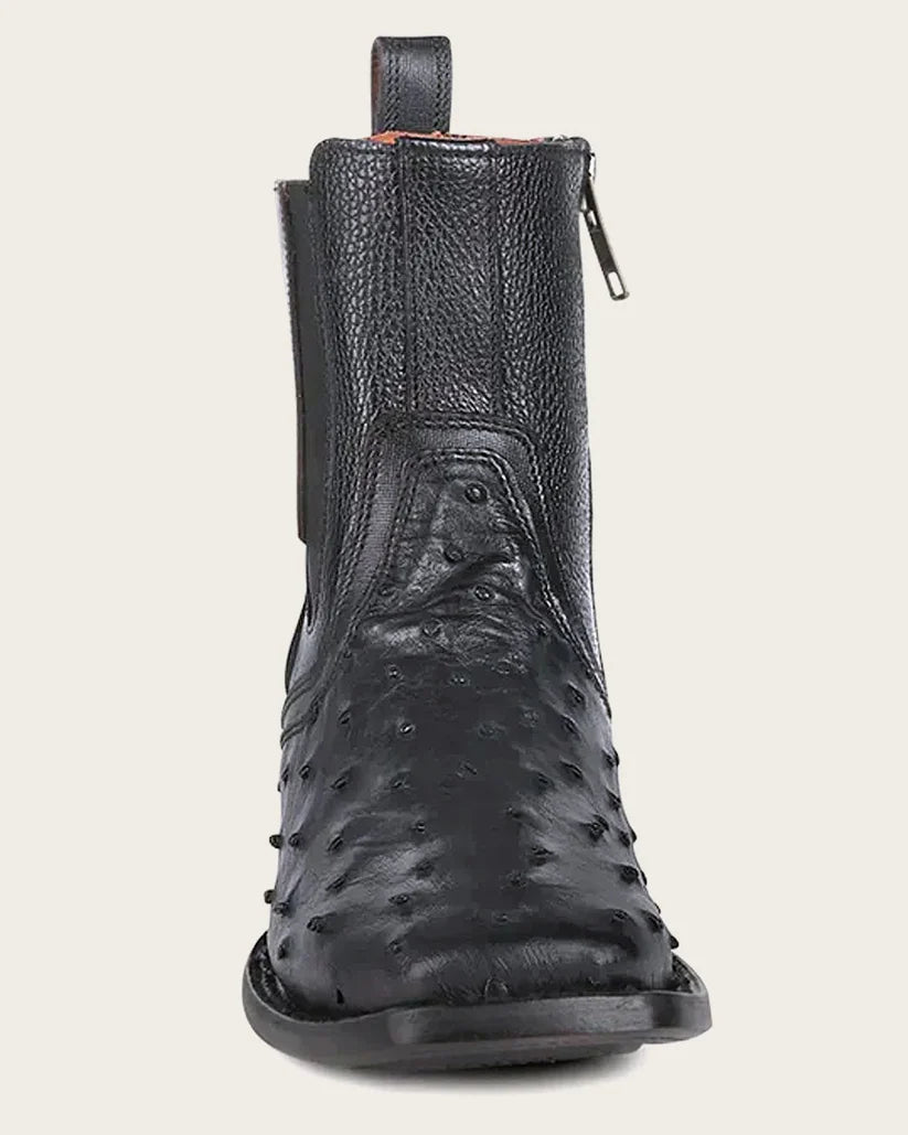 Cuadra CU821 Men's Black Ostrich Zipper & Elastic Square Toe Urban Boots CU821