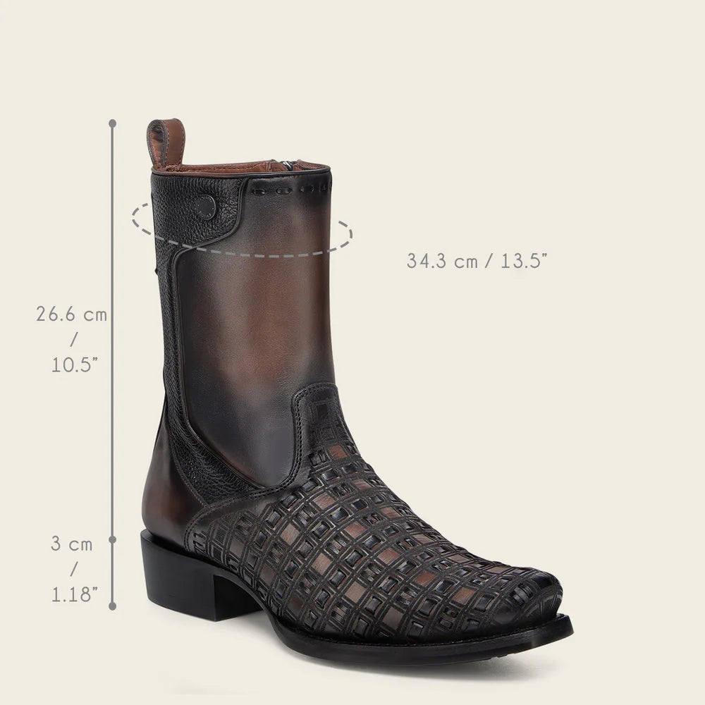 Cuadra Men's CU940 Urban Woven Chocolate Brown & Black Western Boot