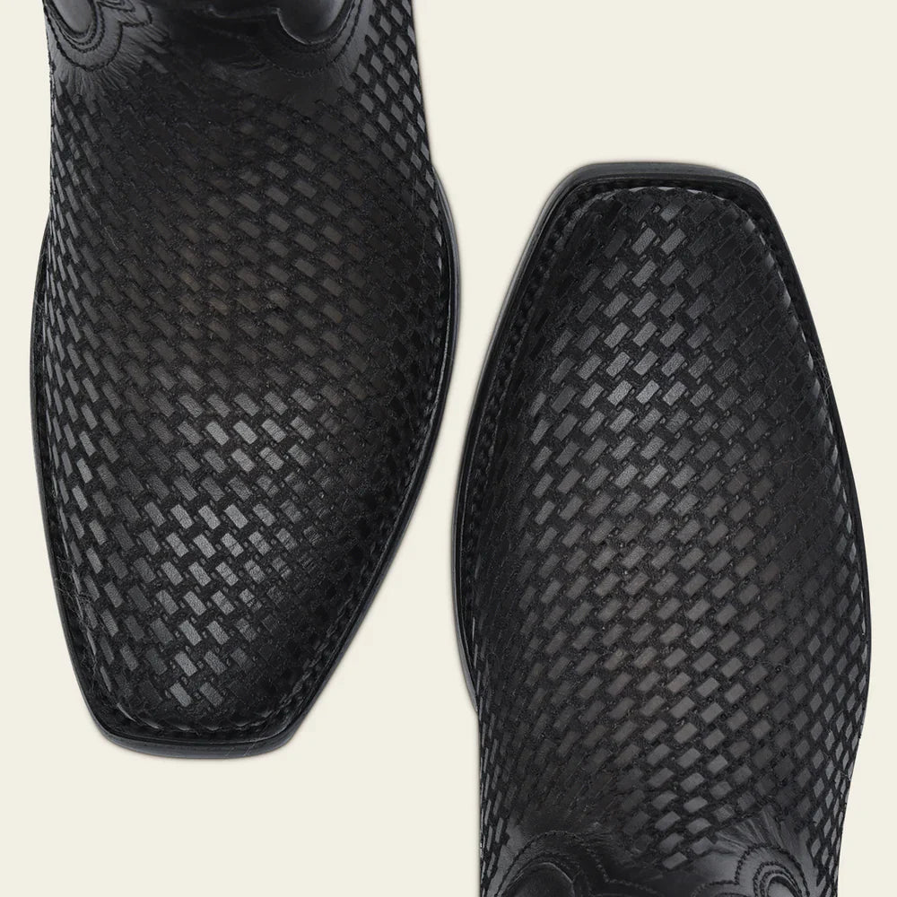Cuadra Men's CU969 Black Laser-Woven Narrow Square Toe Zipper Boot (EE Wide)