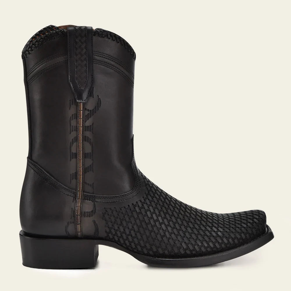 Cuadra Men's CU969 Black Laser-Woven Narrow Square Toe Zipper Boot (EE Wide)