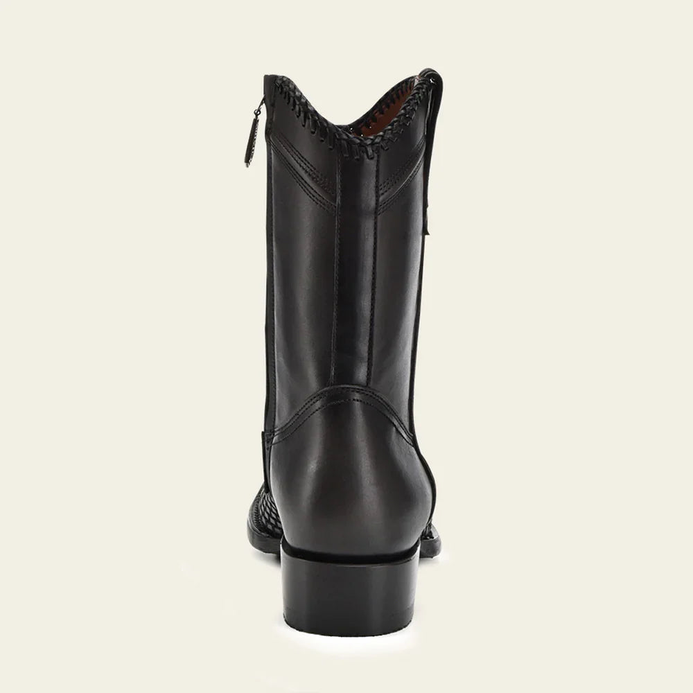 Cuadra Men's CU969 Black Laser-Woven Narrow Square Toe Zipper Boot (EE Wide)