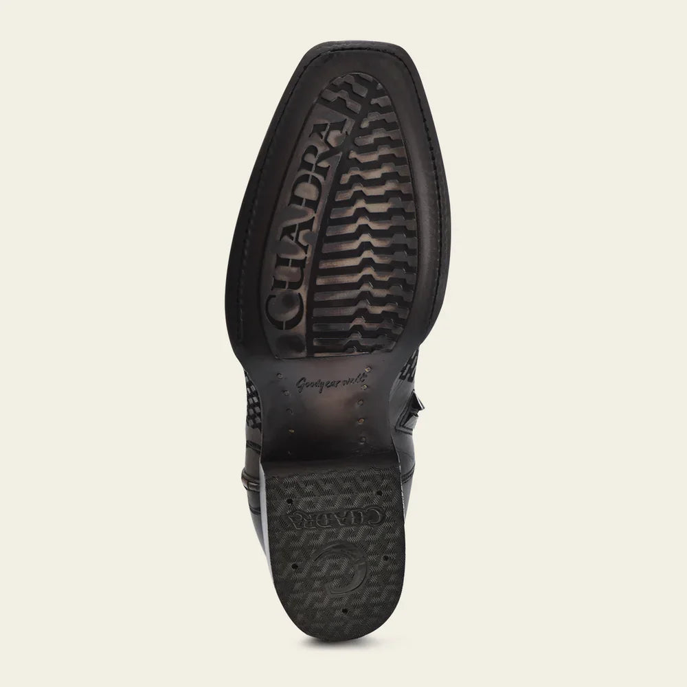 Cuadra Men's CU969 Black Laser-Woven Narrow Square Toe Zipper Boot (EE Wide)