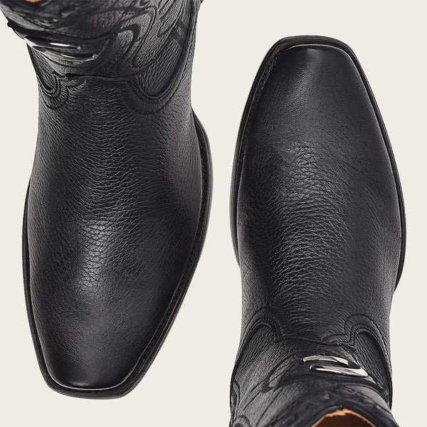 Cuadra Men's Deer Laser & Embroidery Narrow Square Toe Black Boots CU587