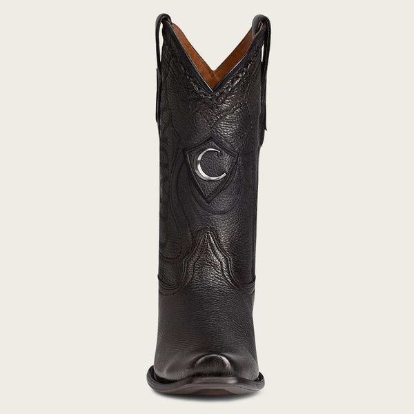 Cuadra Men's Deer Laser & Embroidery Narrow Square Toe Black Boots CU587