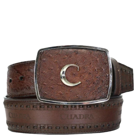 Cuadra Men's Ostrich Leather Chestnut Brown Western Belt BC278