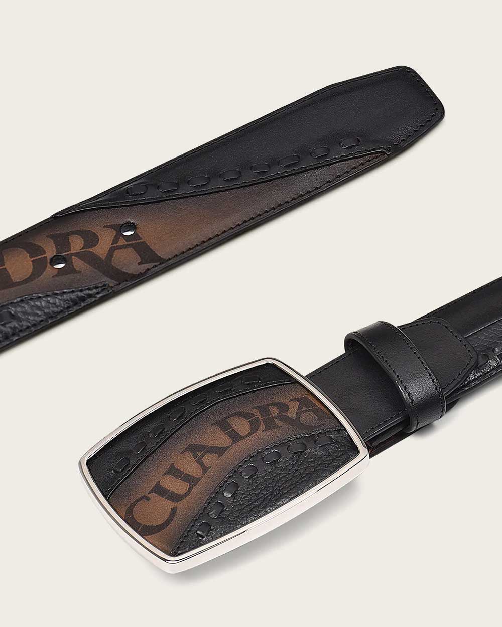Cuadra Men's Western Black Belt Hand-Painted in Bovine Leather BC244