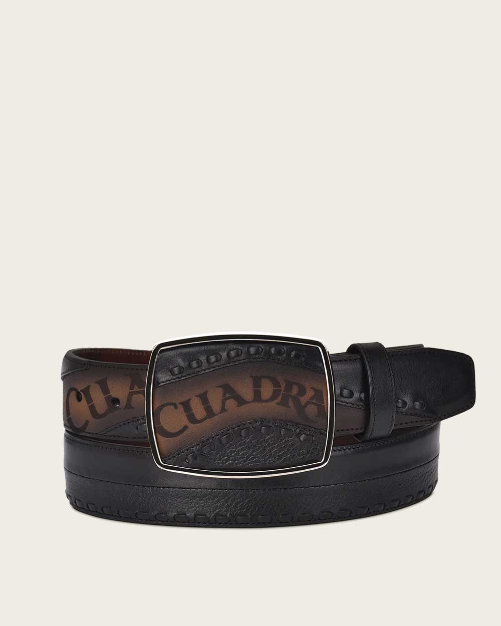 Cuadra Men's Western Black Belt Hand-Painted in Bovine Leather BC244