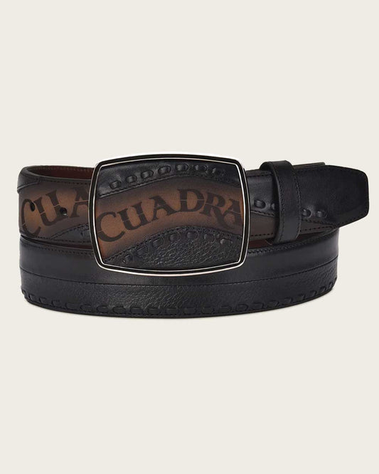 Cuadra Men's Western Black Belt Hand-Painted in Bovine Leather BC244