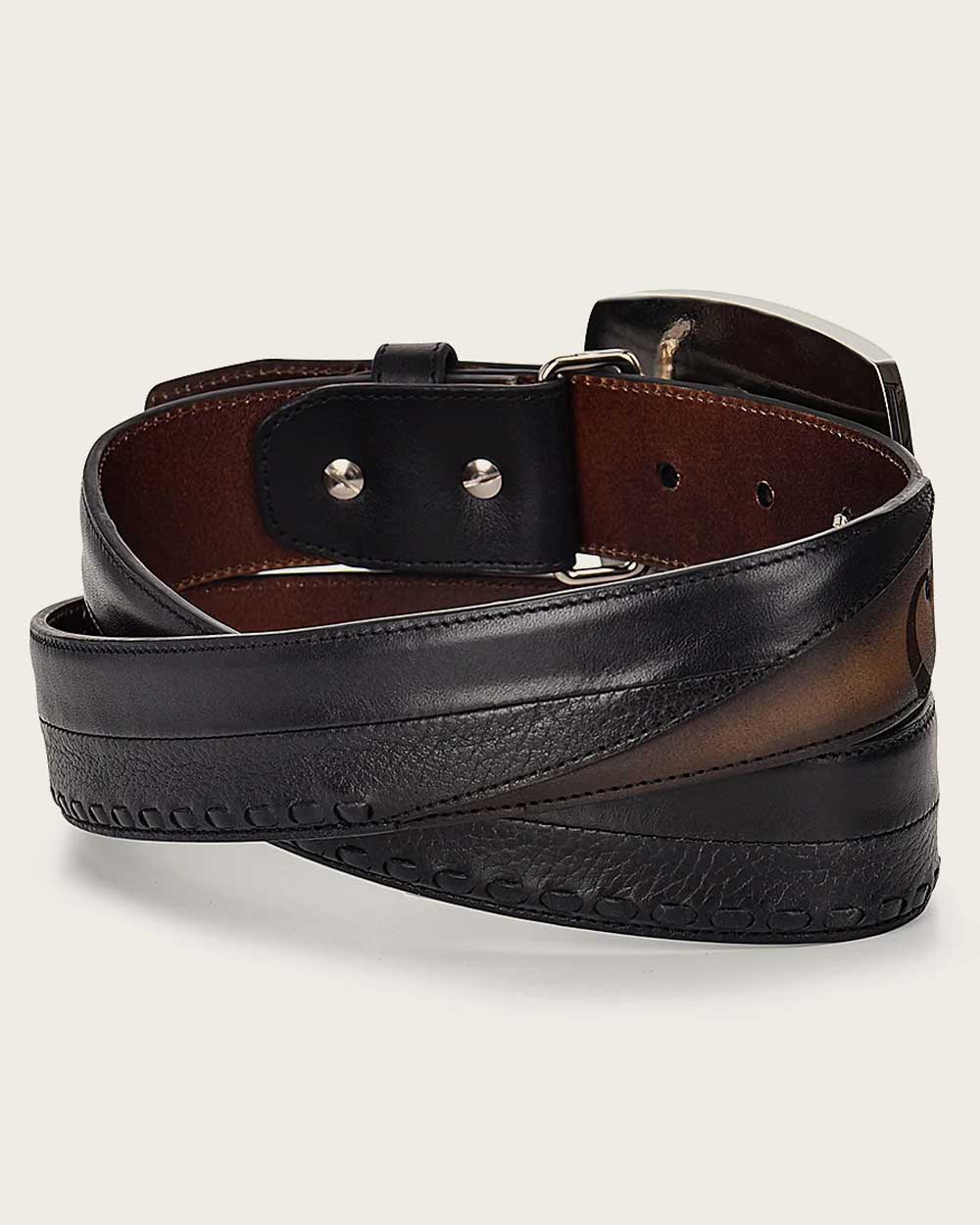 Cuadra Men's Western Black Belt Hand-Painted in Bovine Leather BC244