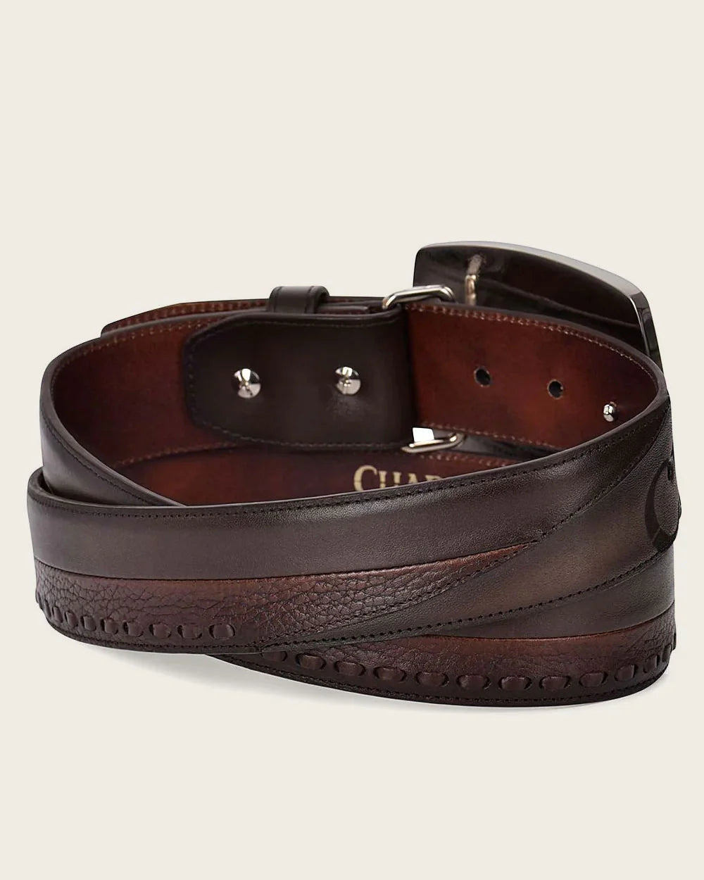 Cuadra Men's Western Black Belt Hand-Painted in Bovine Leather BC246
