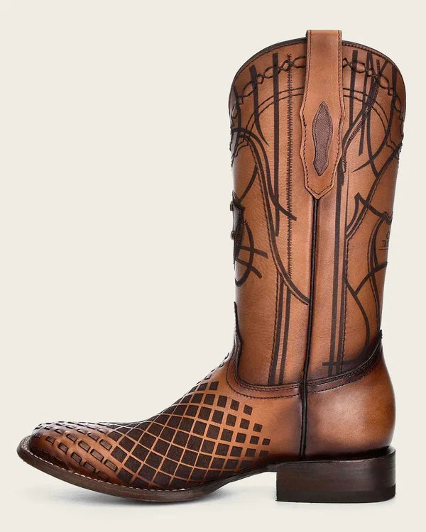 Cuadra Men's Honey Laser-Engraved Bovine Leather Western Boots CU500