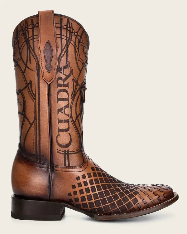 Cuadra Men's Honey Laser-Engraved Bovine Leather Western Boots CU500