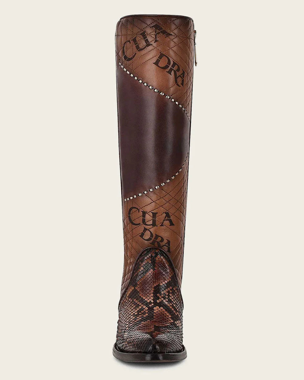 Cuadra Womens CU561 LD Glazed Chestnut Python Laser & Embroidery & Woven Round Toe